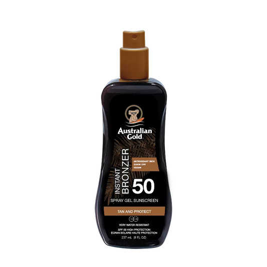 australian gold, gel spray,  spf 50, protezione 50, abbronzante istantaneo, Prodotti solari,  Creme solari,  Protezione solare, Prodotti solari per pelle sensibile, Solari anti-invecchiamento