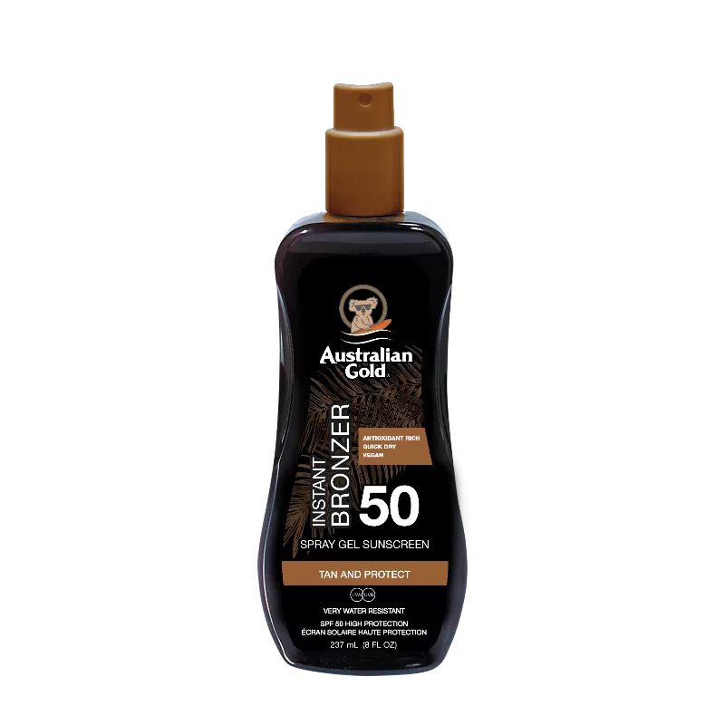 australian gold, gel spray,  spf 50, protezione 50, abbronzante istantaneo, Prodotti solari,  Creme solari,  Protezione solare, Prodotti solari per pelle sensibile, Solari anti-invecchiamento